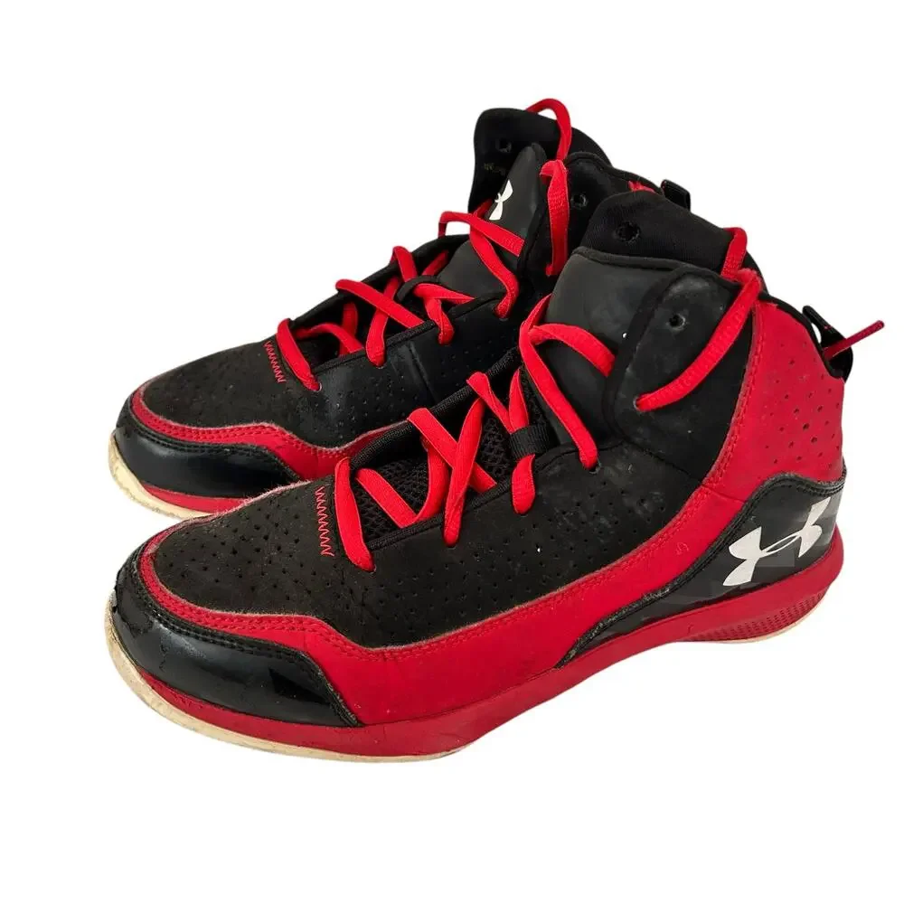 Under Armour Red Black Play Sneakers Sz 3Y